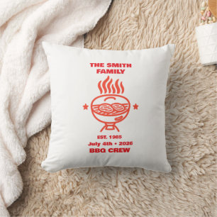 Backyard BBQ Family Crew Family July 4th Throw Pillow