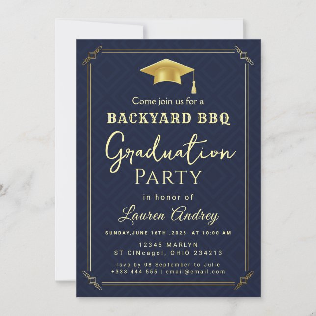 Backyard BBQ Graduation Party Invitation (Front)