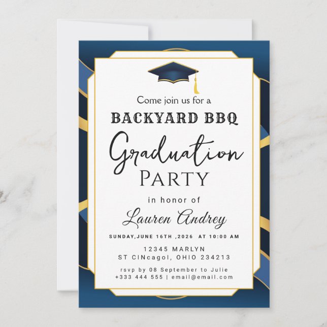 Backyard BBQ Graduation Party Invitation (Front)