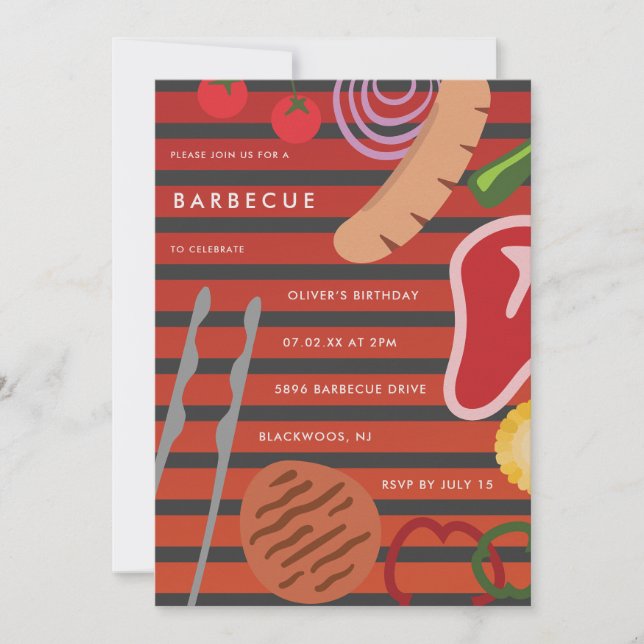 Backyard BBQ Gril Invitation (Front)