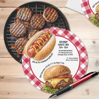 Backyard BBQ Grill Burger and Hot Dog Invitation