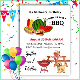 Backyard BBQ Grillin & Chillin Birthday Invitatio Invitation