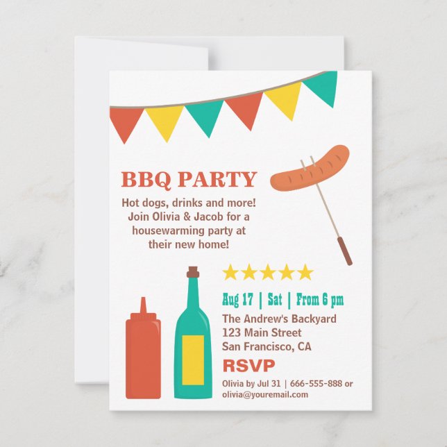 Backyard BBQ Housewarming Party Invitations (Front)
