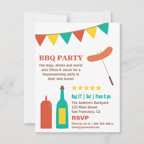 Backyard BBQ Housewarming Party Invitations