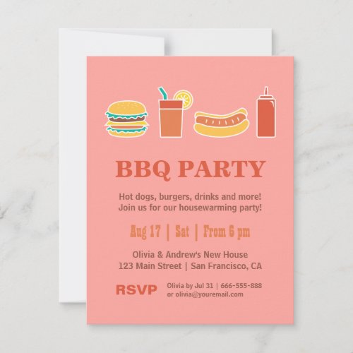 Backyard BBQ Housewarming Party Invitations