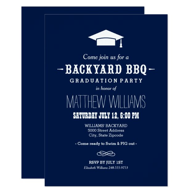 Backyard BBQ Invitation | Navy Graduation Party