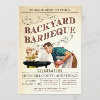 Backyard Bbq Invitations | Vintage Classic V.3 by Anything_Goes at Zazzle