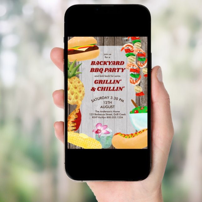 Backyard BBQ Party Rustic Chillin and Grilling Invitation (Front Digital)