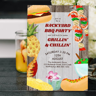 Backyard BBQ Party Rustic Chillin and Grilling Invitation