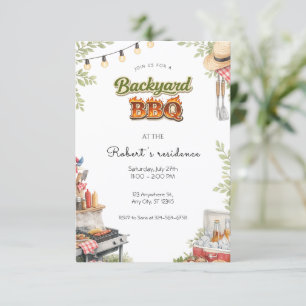 Backyard BBQ Party Rustic Summer Cookout Invitation