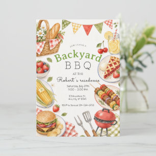 Backyard BBQ Party Summer Picnic Family Invitation