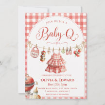 Backyard BBQ Red gingham clothesline Baby Shower