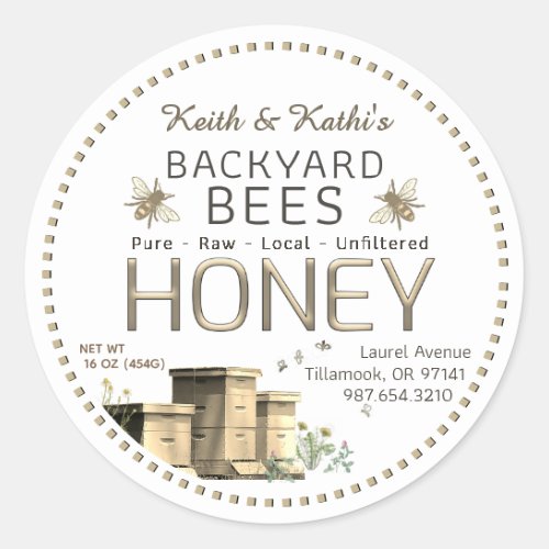 Backyard Bees Hives and Little Bees Garden Classic Round Sticker
