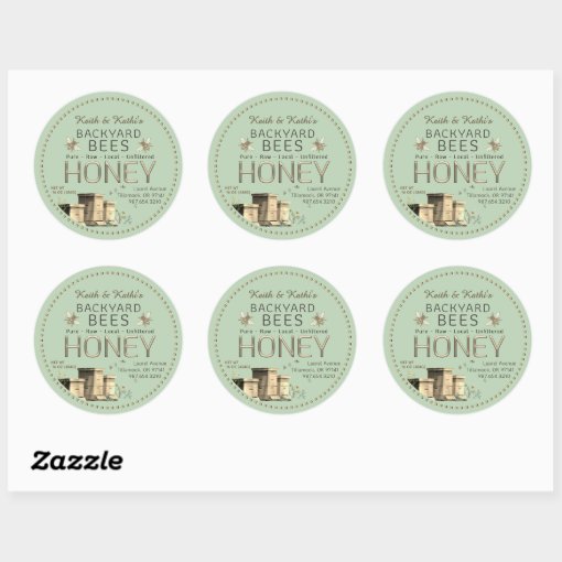 Backyard Bees Hives and Little Bees Garden Green Classic Round Sticker ...