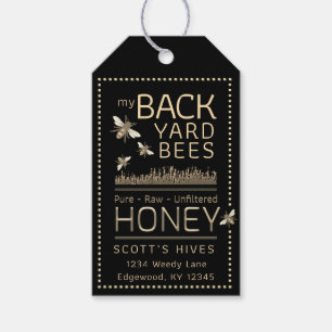 Backyard Bees Honey Jar Neck Tag Black