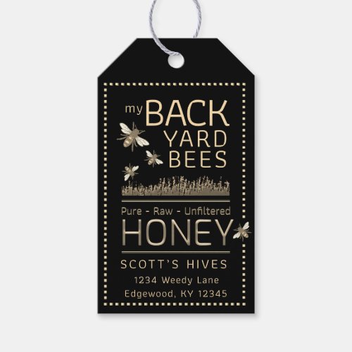 Backyard Bees Honey Jar Neck Tag Black 