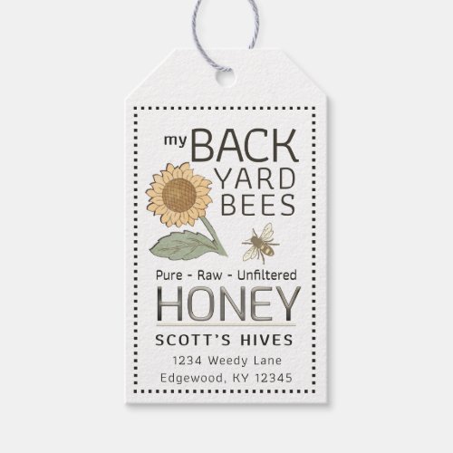 Backyard Bees Honey Jar Tag Sunflower White