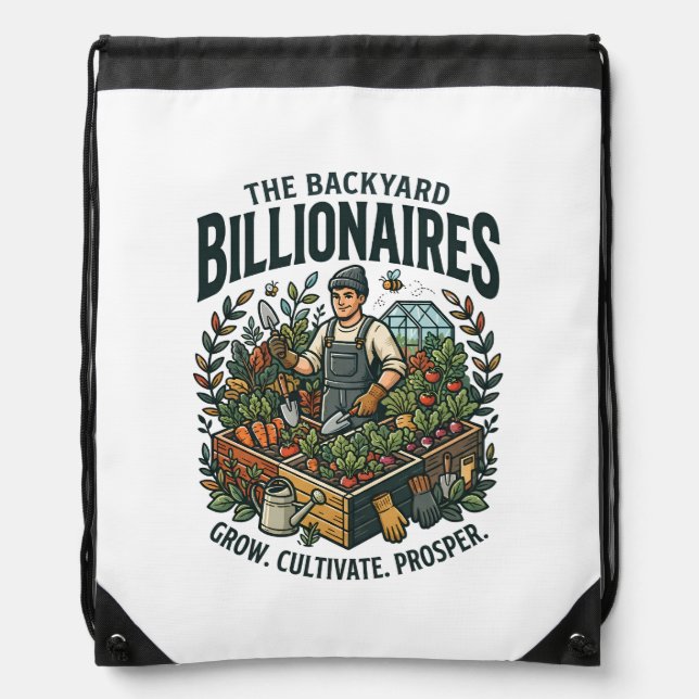 Backyard Billionaires Drawstring Backpack (Front)