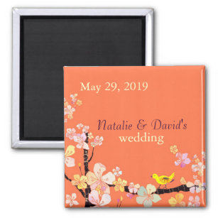Backyard Bird Orange Wedding Save the Date Magnet