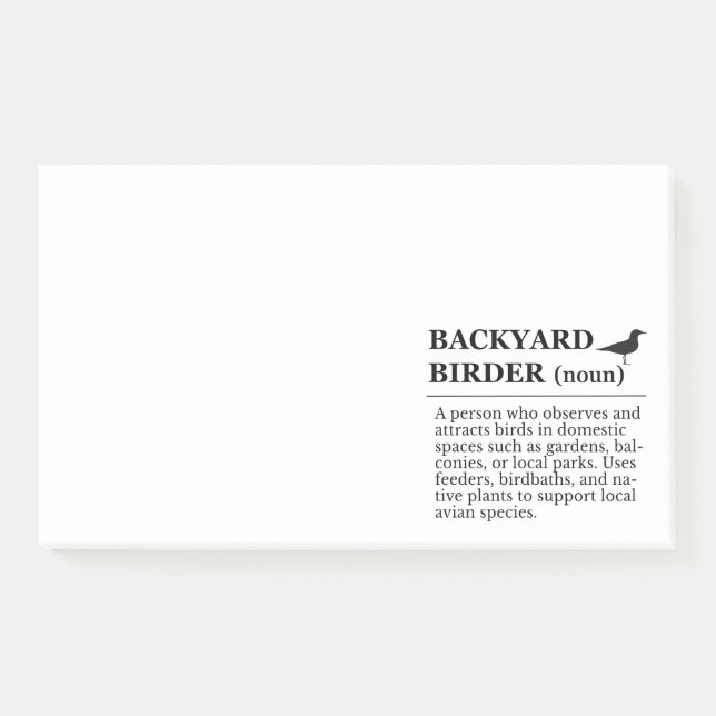 Backyard Birder Definition - Garden Birdwatching Post-it Notes (Front)