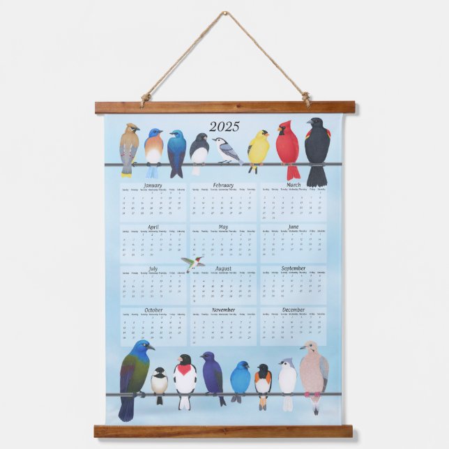 backyard birds 2025 wall calendar hanging tapestry (Front)