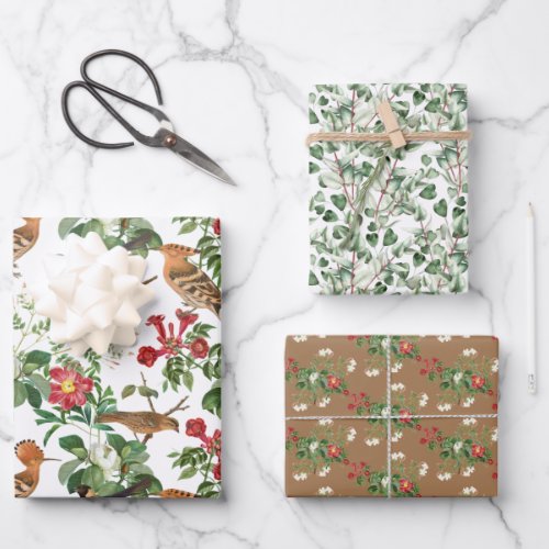 Backyard Birds and Garden Flowers Assorted Wrapping Paper Sheets