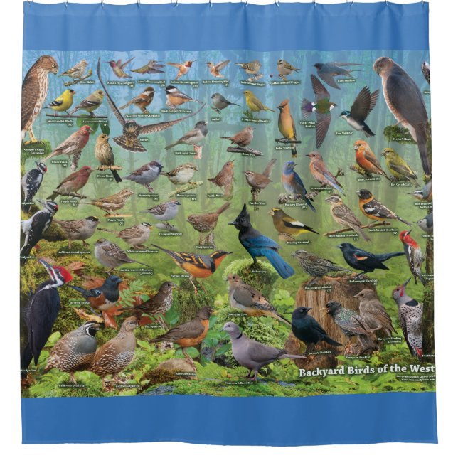 Backyard Birds of the West Shower Curtain (Front)
