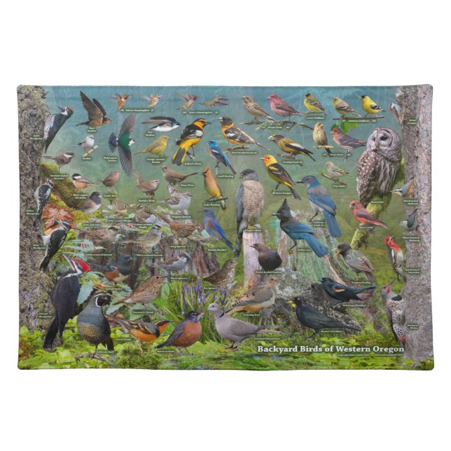 Backyard Birds of Western Oregon Cloth Placemat (Front)