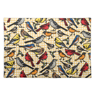 Backyard Birds on Yellow Gingham Placemat