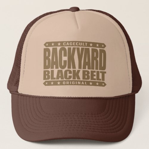 BACKYARD BLACK BELT _ I Love Jiu_Jitsu BJJ Gold Trucker Hat