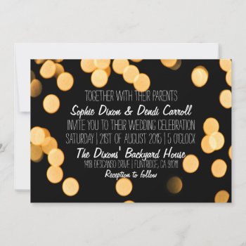 Backyard Bokeh Lights Wedding Invitation by SimplyInvite at Zazzle