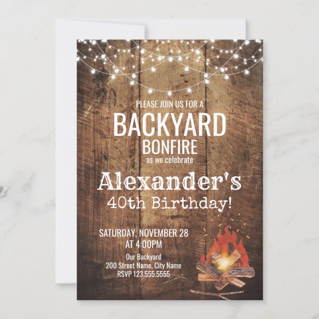 Backyard Bonfire Birthday Invitation (Front)