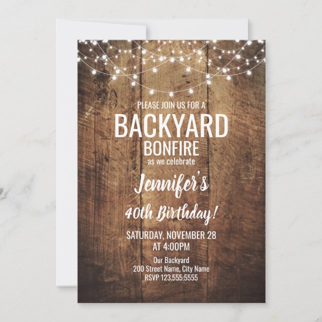 Backyard Bonfire Birthday Invitation (Front)