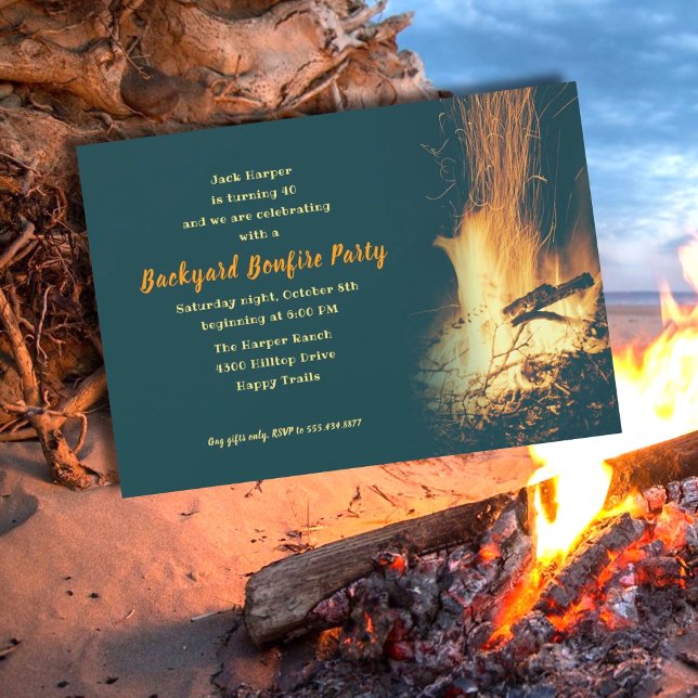 Backyard Bonfire Birthday or Any Party Celebration Invitation (Creator Uploaded)