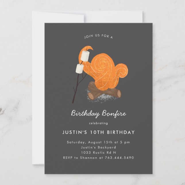 Backyard Bonfire Birthday Party Invitation (Front)
