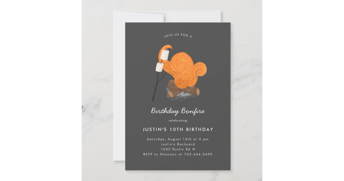 Backyard Bonfire Birthday Party Invitation