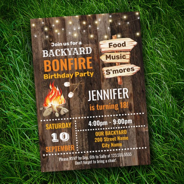 Backyard Bonfire Birthday Party Invitation (Creator Uploaded)