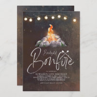 Backyard Bonfire Birthday Party Modern Elegant Inv