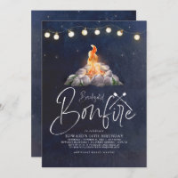 Backyard Bonfire Birthday Party Modern Elegant Invitation