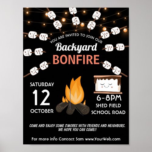 backyard bonfire birthday PTO PTA fundraiser smor Poster