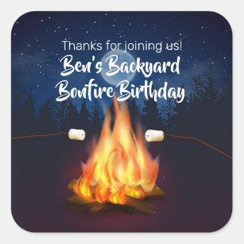 Backyard Bonfire Cookout Birthday Party Sticker by starstreamdesign at Zazzle