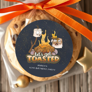 Backyard Bonfire Let's Get Toasted Birthday Favor Classic Round Sticker