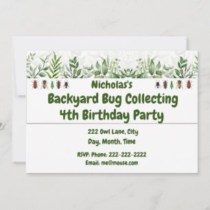 Backyard Bug Collecting Custom Birthday Party Invitation
