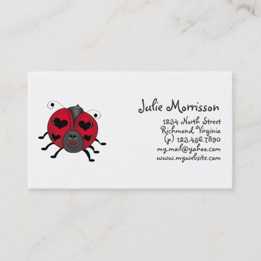Customizable Backyard Buggies · Smiling Ladybug Business Card Templates