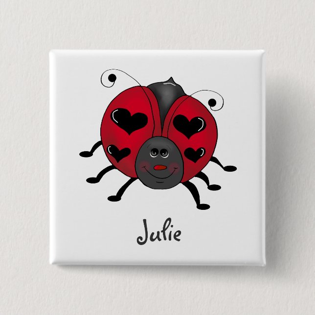 Backyard Buggies · Smiling Ladybug Pinback Button (Front)
