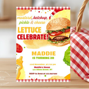 Backyard Burger Party Gingham Chillin and Grilling Invitation