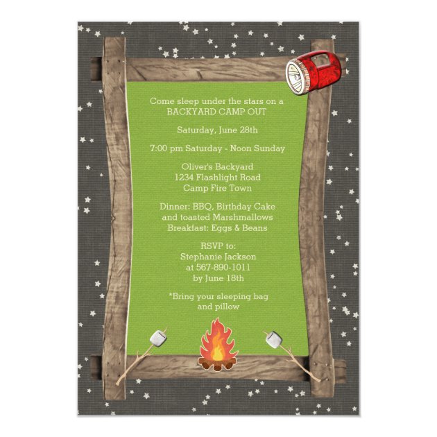 Backyard Camp Out Birthday Party Invitation