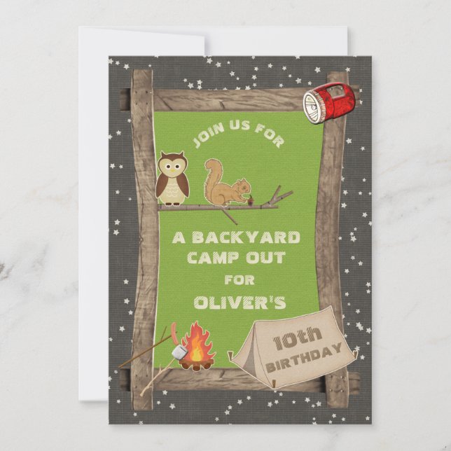Backyard Camp Out Birthday Party Invitation (Front)