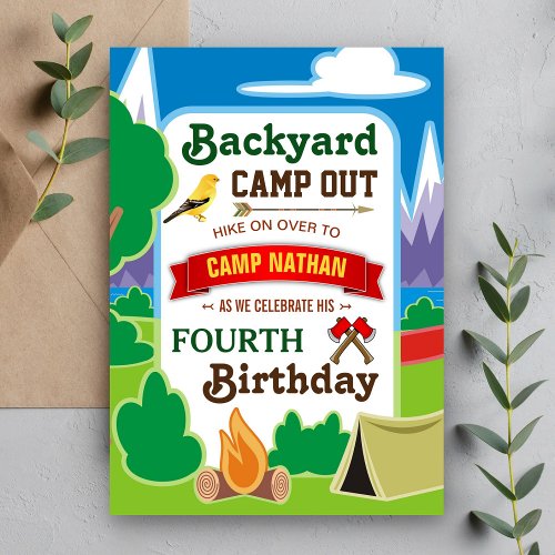 Backyard Camp Out  Camping Birthday Party Invite