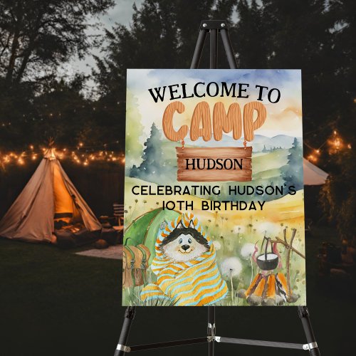 Backyard Camping Birthday Camp Out Party Welcome Foam Board